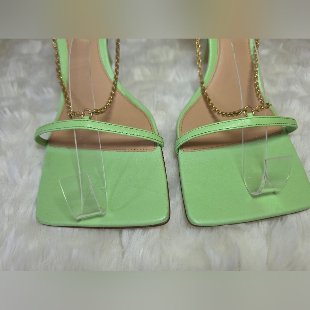 Bottega Veneta Stretch Chain Sandals Pistachio Green Square Toe EU 38.5/US 8.5 - Picture 14 of 16